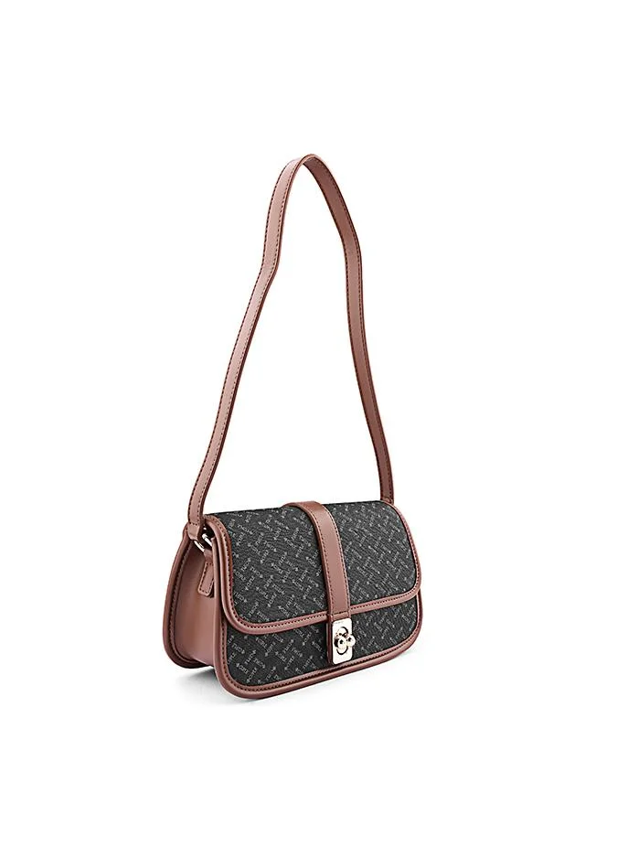 Cuple Women’s Monogram Shoulder Bag with Front Lock Detail